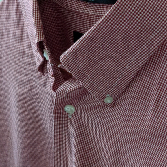 NAUTICA I Red Cotton Mini-Check Button-Down Dress Shirt, 15.5-32/33 - Picture 7 of 12